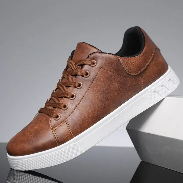 Cédric - Baskets Homme Basses à Lacets Tige Lisse Semelle Épaisse Bout Rond