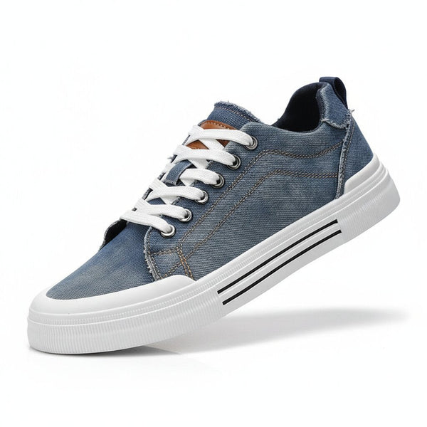 Laurent - Baskets Homme à Lacets Surpiqûres Contrastées Semelle Rayée
