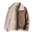 Blouson bomber homme marron doublure teddy