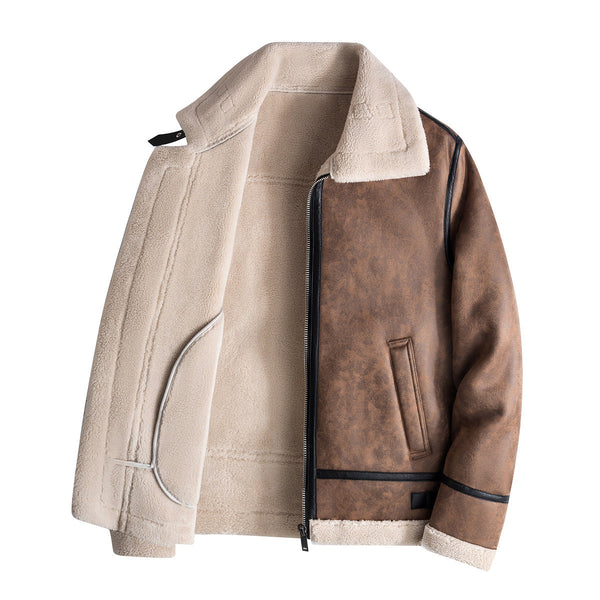 Lucien - Blouson Bomber Homme Hiver Doublure Teddy Col Rabattu Zippé