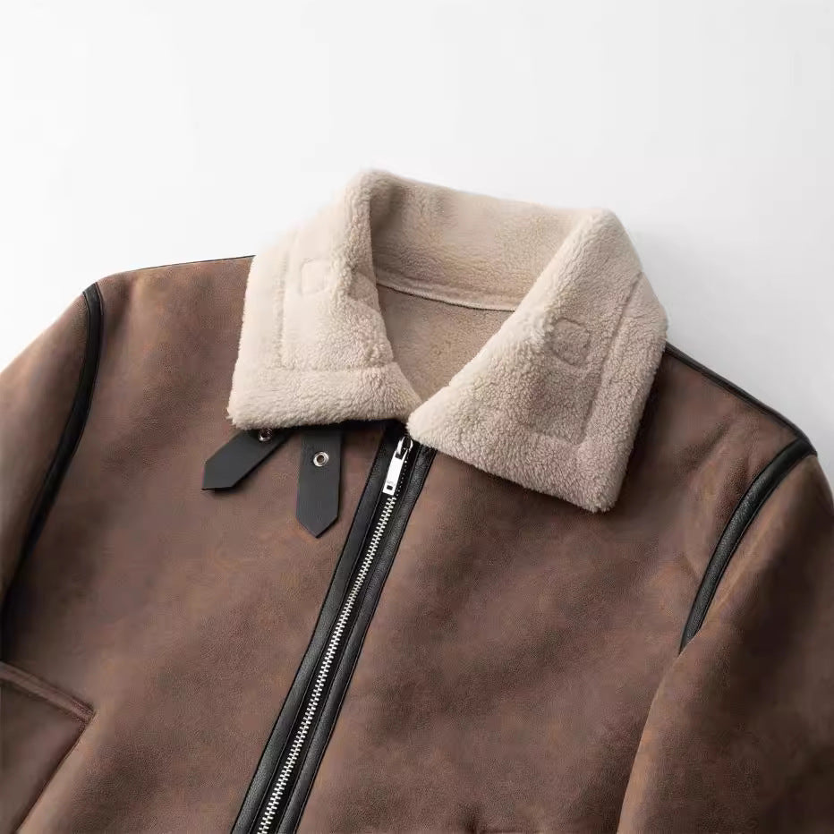 Détail du blouson bomber homme chocolat zippé