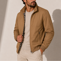 Blouson homme camel à col montant zippé