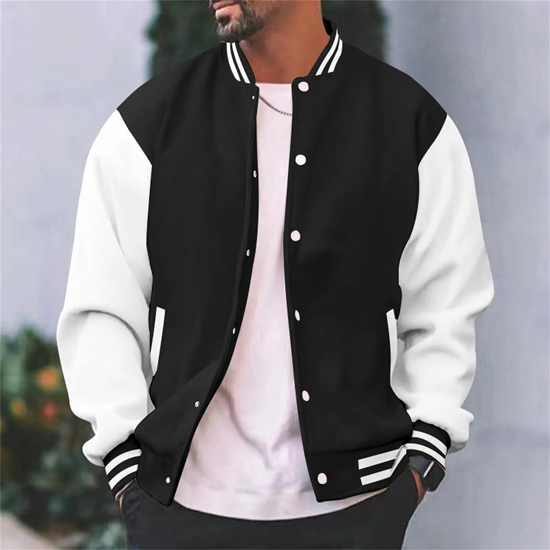 Blouson teddy homme noir à manches contrastées