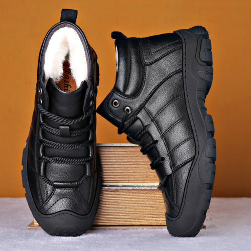 Boots homme noires fourrées à lacets