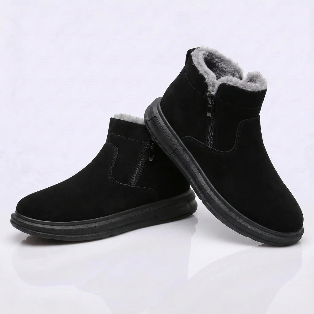 Boots homme noires fourrées à zip latéral