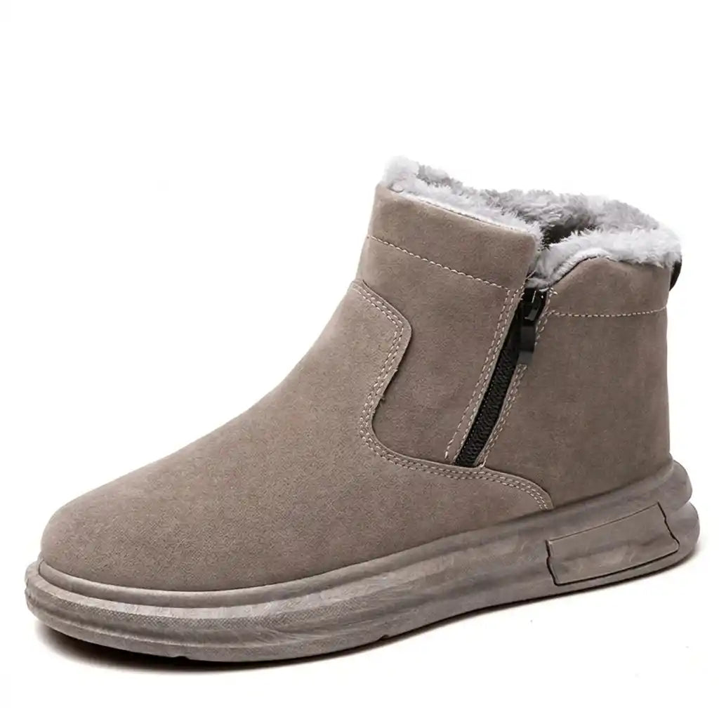 Boots homme taupe fourrées à zip latéral