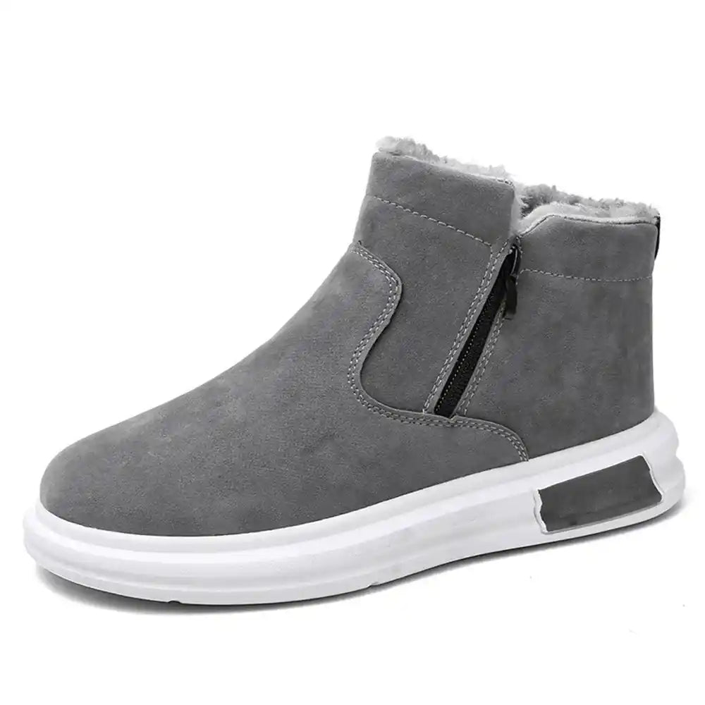 Boots homme grises fourrées à zip latéral