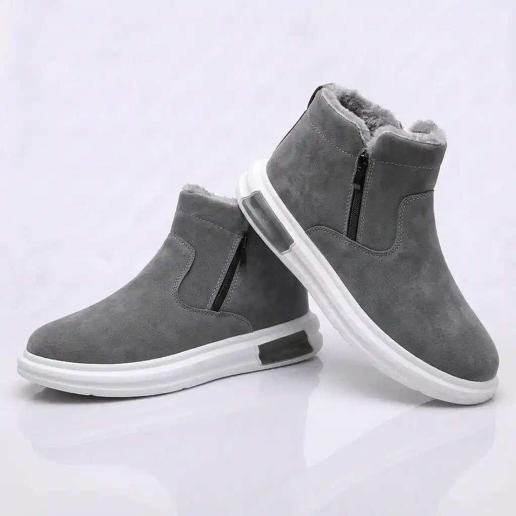 Boots homme grises fourrées à zip latéral