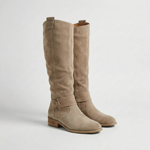 Bottes hautes femme beiges slouchy