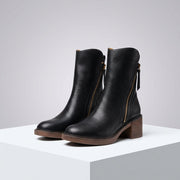 Romane - Bottines Femme à Talon Bloc et Zip Latéral Semelle Rembourrée