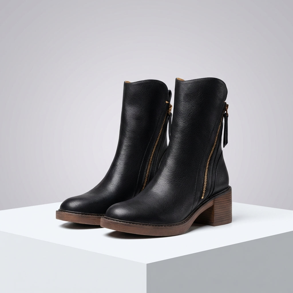 Bottines femme noires à talon bloc