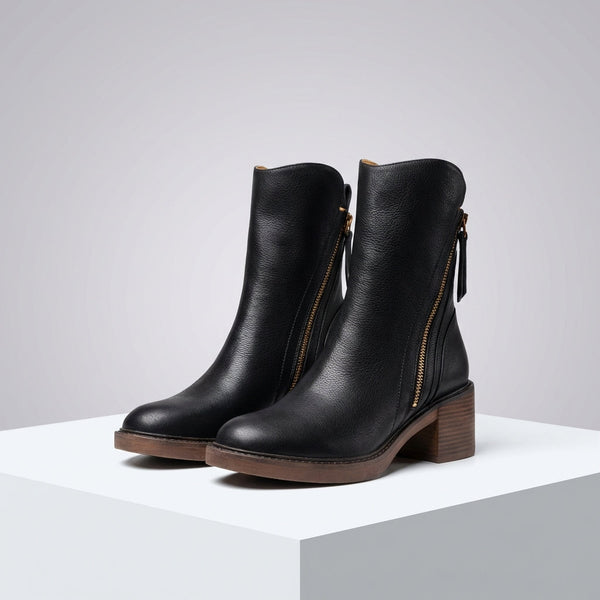 Romane - Bottines Femme à Talon Bloc et Zip Latéral Semelle Rembourrée