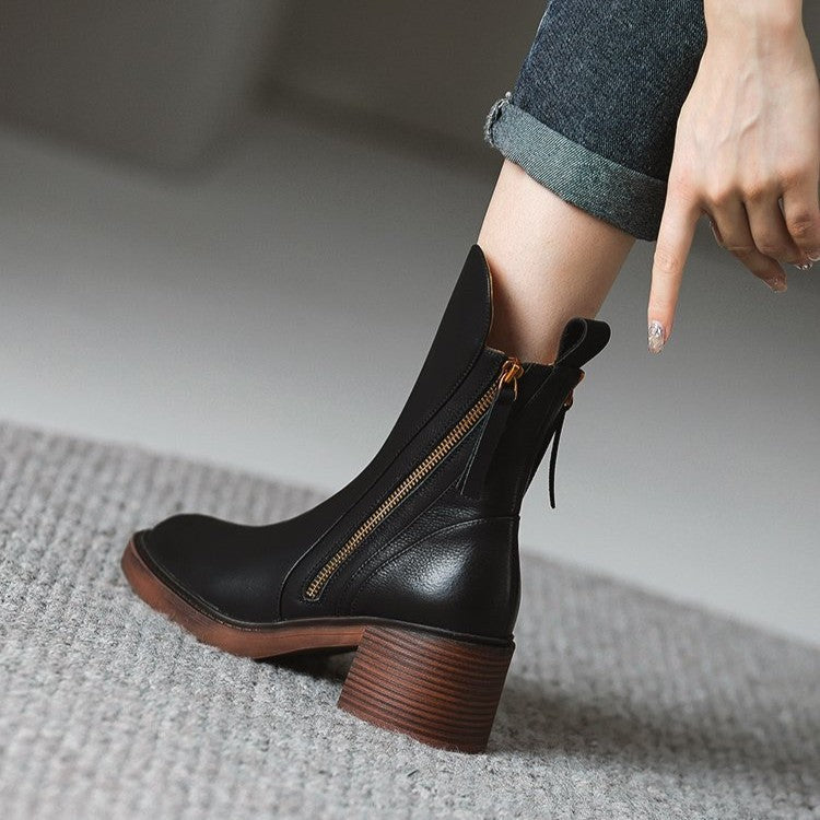 Bottines femme noires à talon bloc