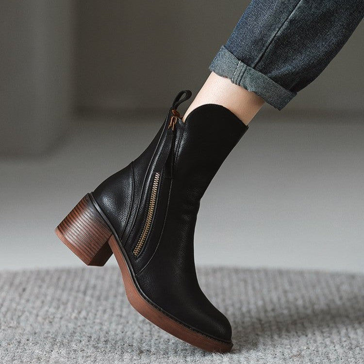 Bottines femme noires à talon bloc
