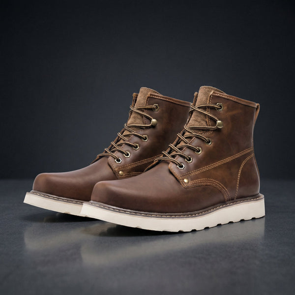 Gaspard - Bottines Homme Hiver à Lacets Bout Surpiqué Semelle Crantée