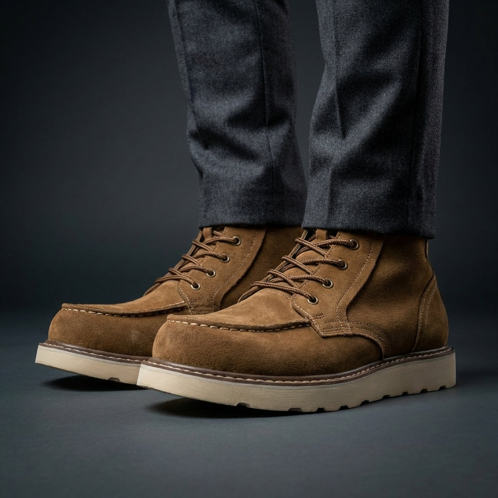 Bottines homme camel portées