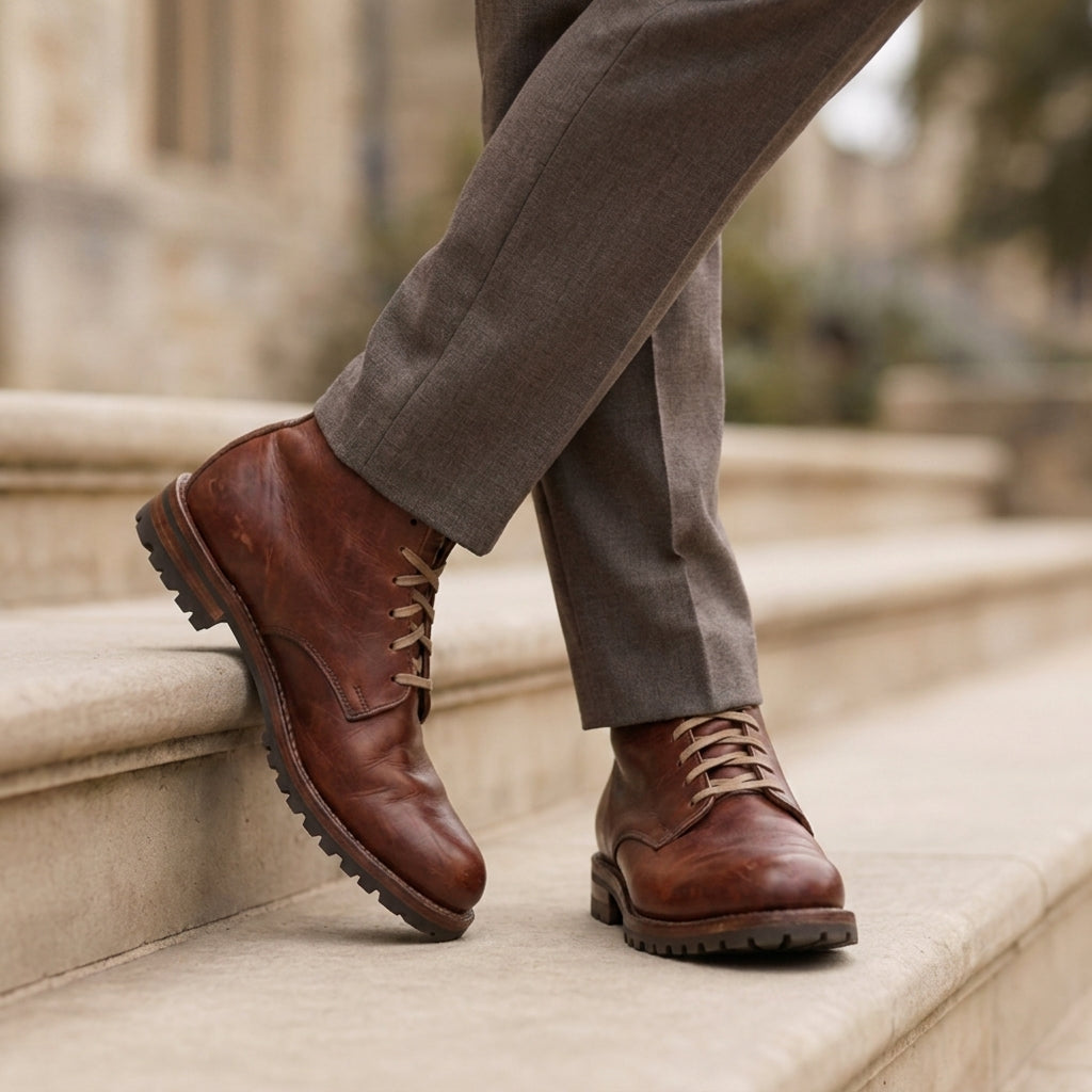 Bottines homme marron à lacets