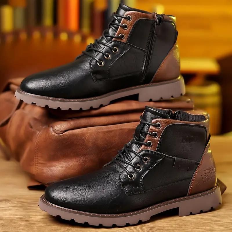 Bottines homme noires à lacets et zip latéral