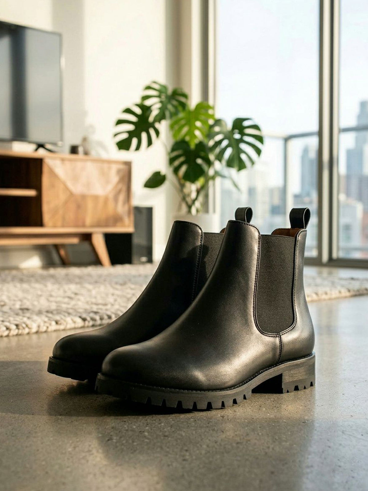 Chelsea boots homme noires à semelle crantée
