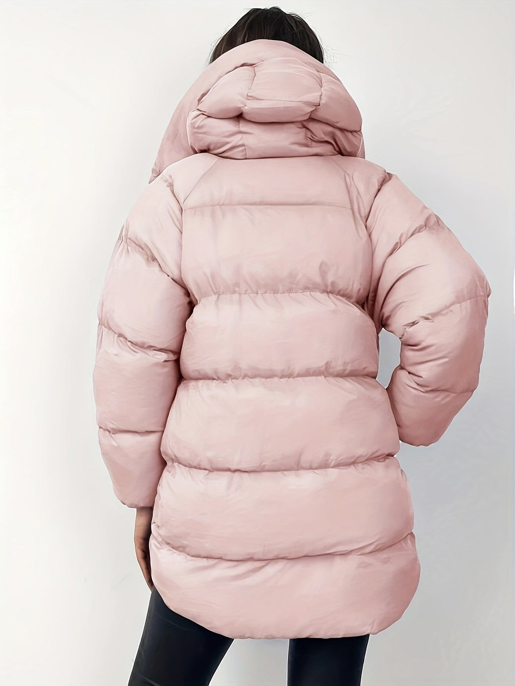 Doudoune femme rose oversize à capuche