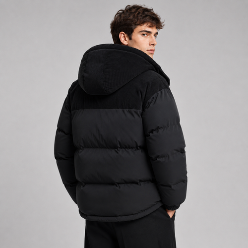 Doudoune homme noire oversize à capuche