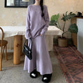 Ensemble pull jupe femme lilas oversize à jupe longue