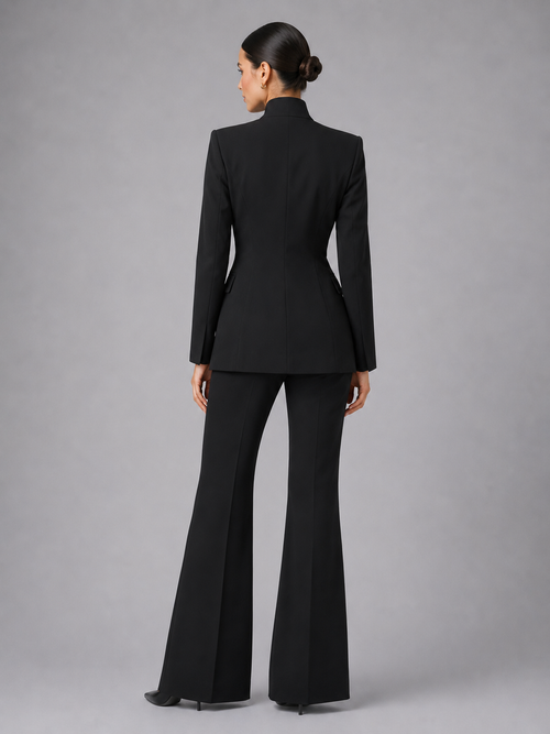 Ensemble tailleur femme noir vue de dos