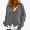 Gilet femme gris boutonné à col V