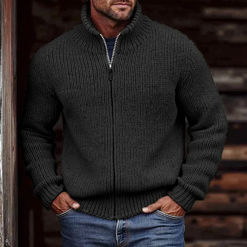 Gilet zippé homme noir à col montant