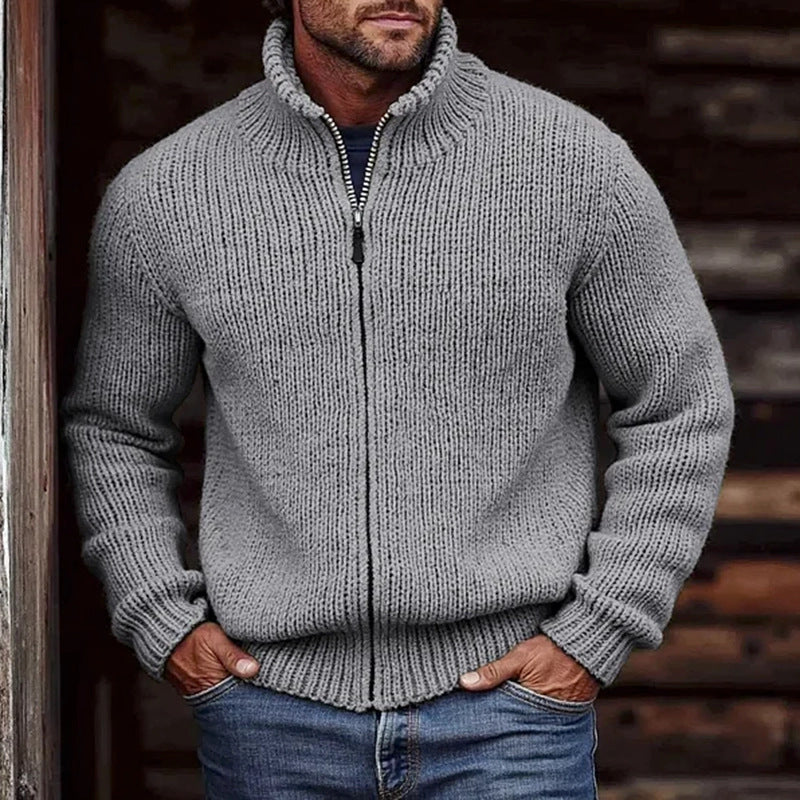 Gilet zippé homme gris à col montant