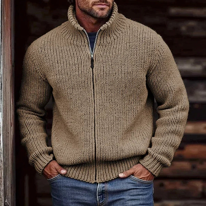 Gilet zippé homme taupe à col montant