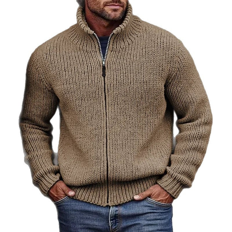 Gilet zippé homme taupe à col montant