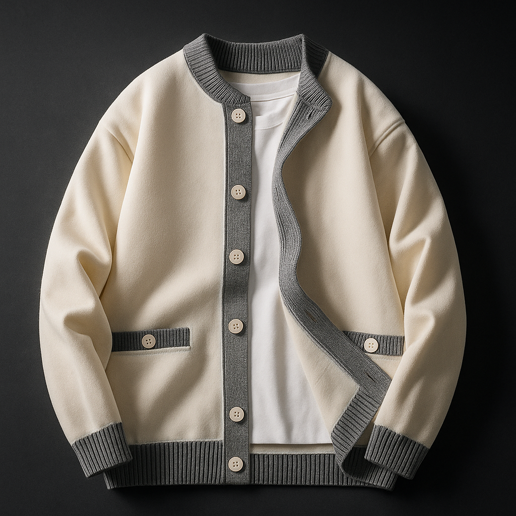 Gilet en maille homme écru à bords contrastés