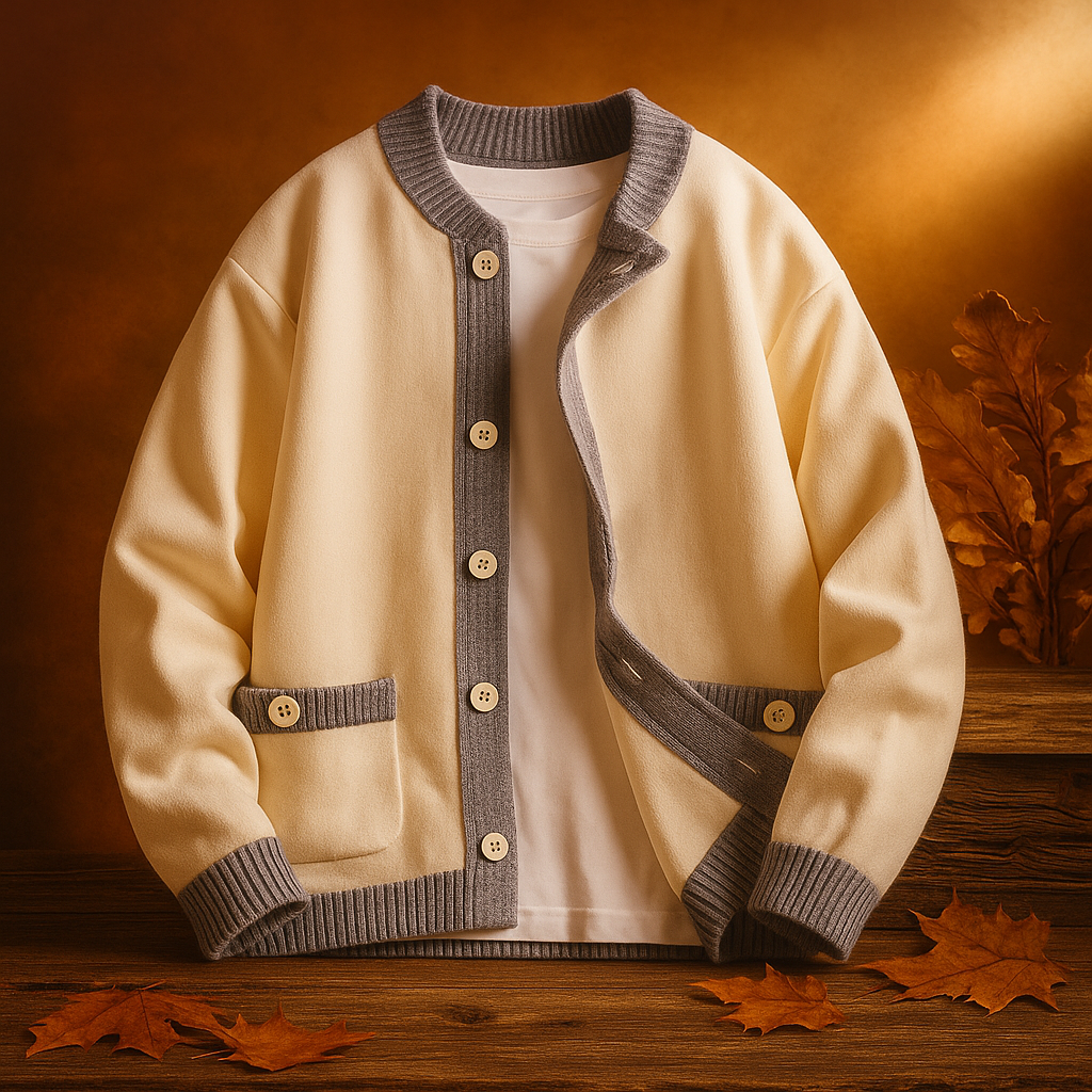 Gilet en maille homme écru à bords contrastés