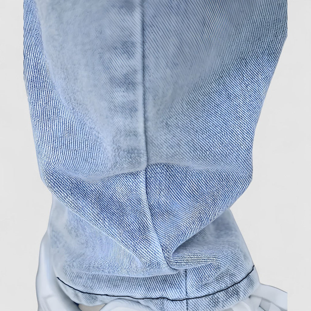 Détail du jean droit homme bleu clair