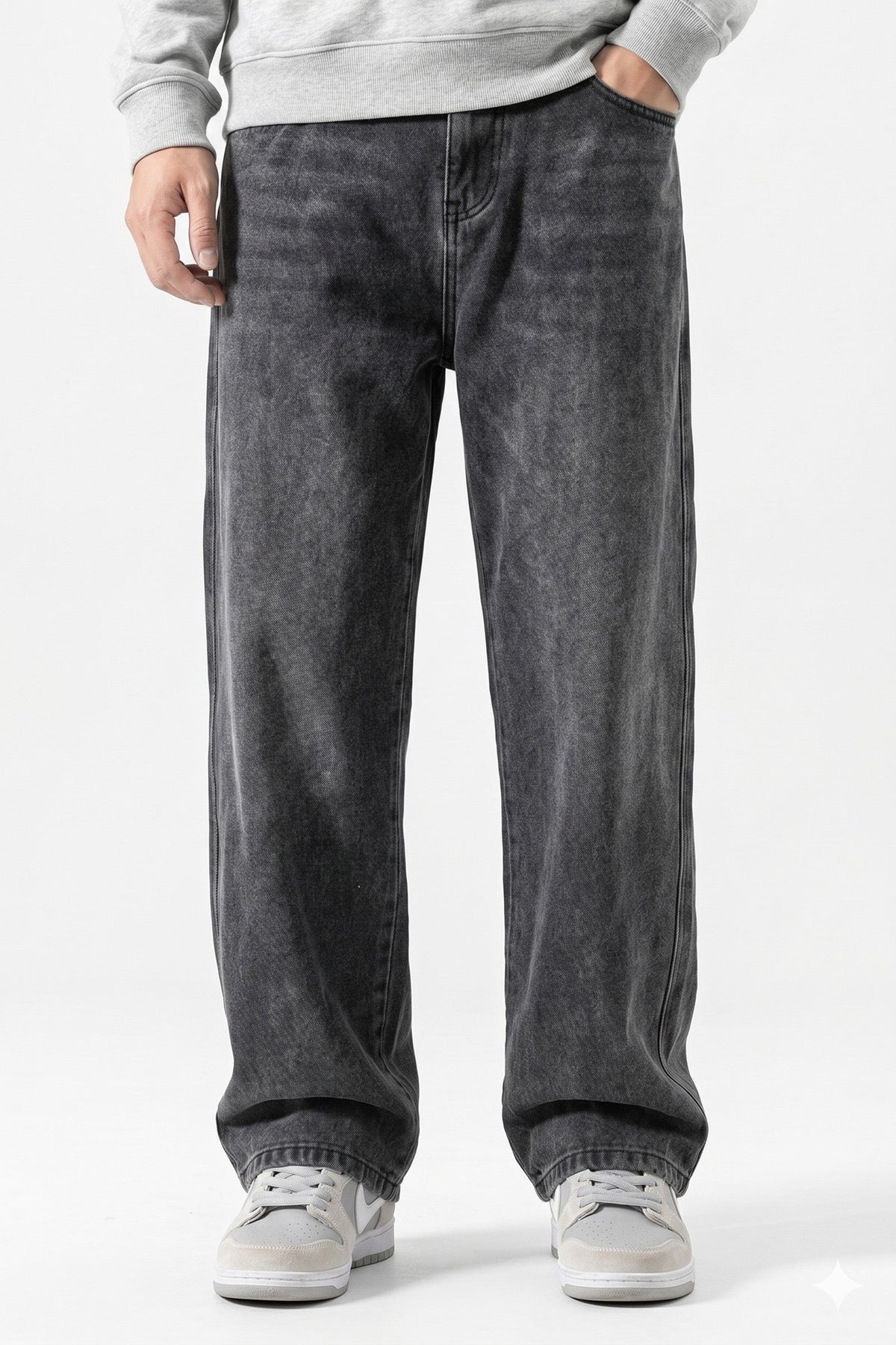 Jean homme gris clair coupe droite large