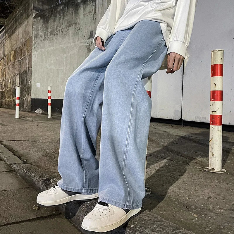 Jean homme bleu clair coupe droite large
