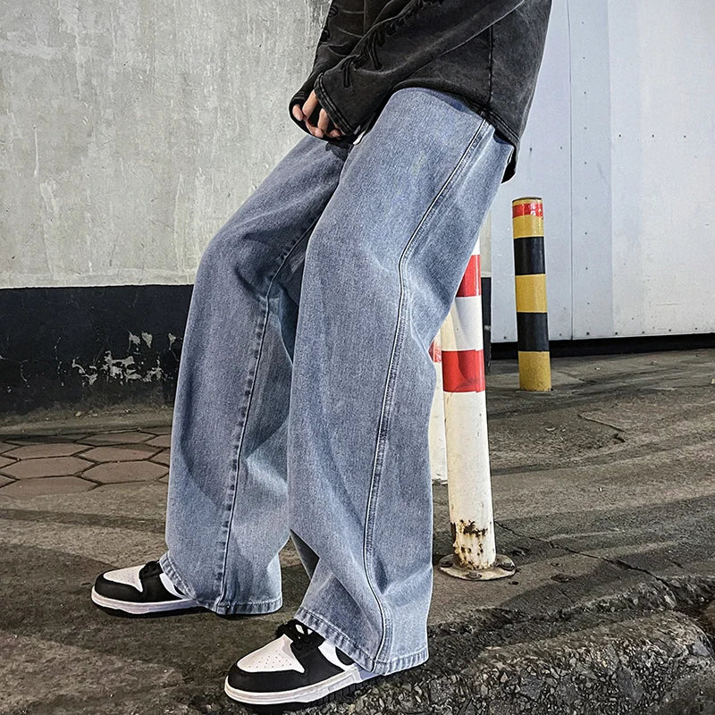 Jean homme bleu clair coupe droite large