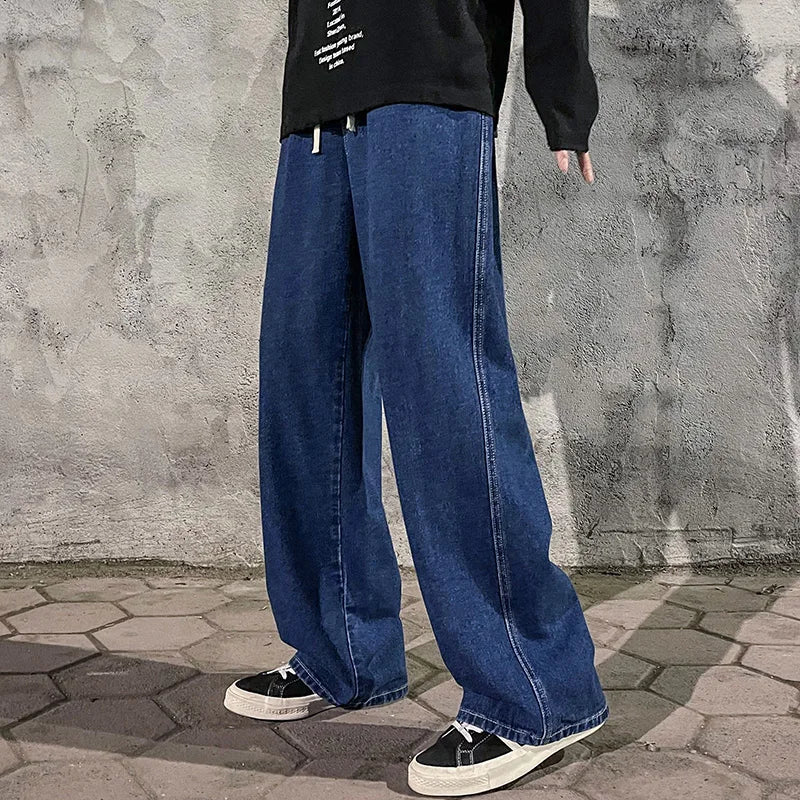 Jean homme bleu foncé coupe droite large