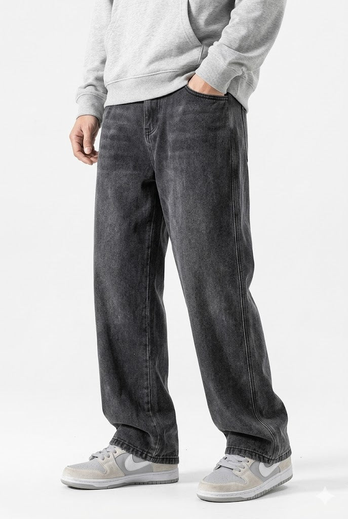 Jean homme gris clair coupe droite large