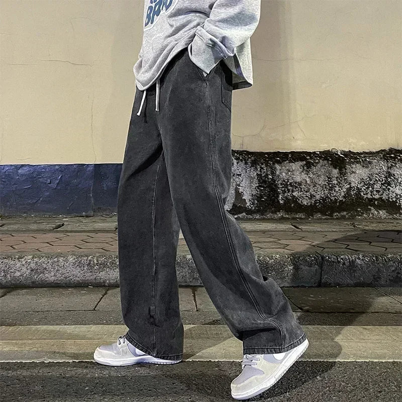 Jean homme gris anthracite coupe droite large