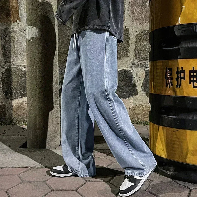 Jean homme bleu clair coupe droite large