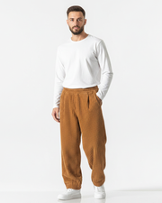 Yannick - Jogging Homme Large Hiver Côtelé Cordon de Serrage Bas Resserré