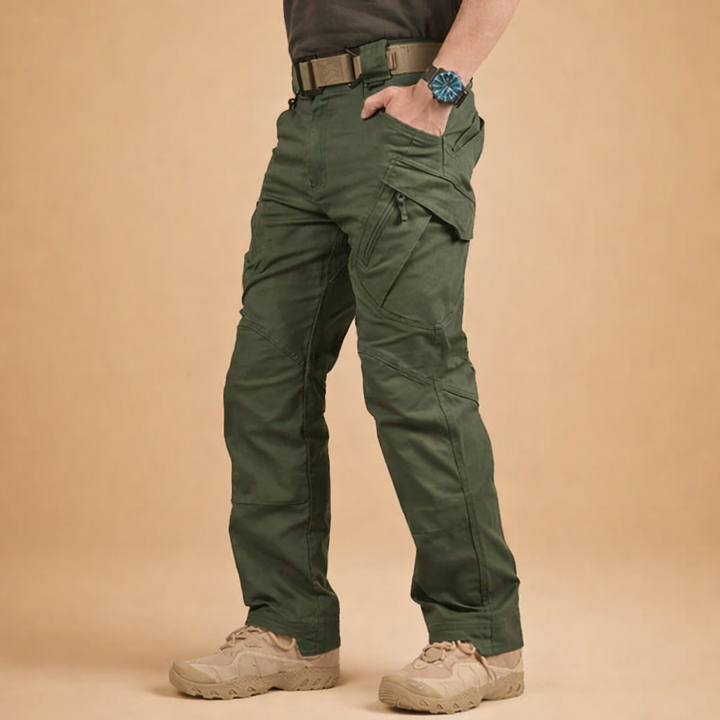 Pantalon cargo homme kaki coupe droite