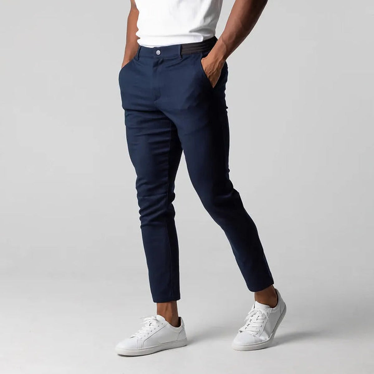 Pantalon chino homme bleu marine coupe ajustée