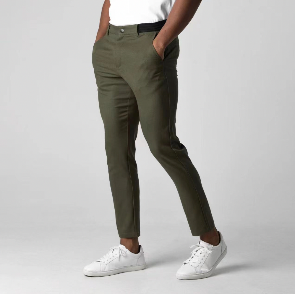 Pantalon chino homme vert olive coupe ajustée