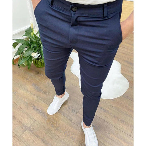 Pantalon décontracté homme bleu marine coupe slim