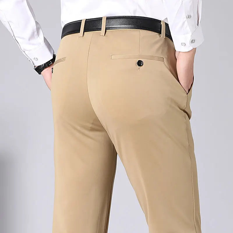 Pantalon habillé homme beige à devant plat