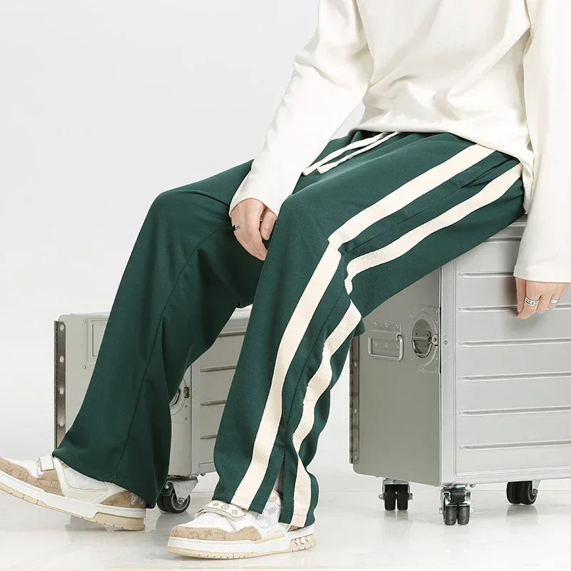 Pantalon de jogging homme vert foncé à bandes latérales