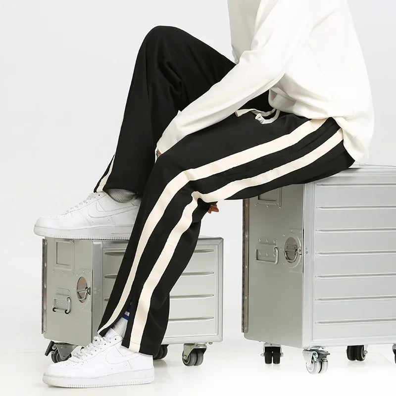 Pantalon de jogging homme noir à bandes latérales
